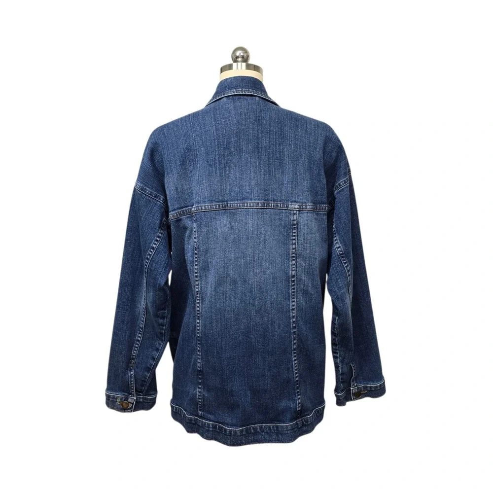 Eileen Fisher Organic Cotton Denim Jacket Medium Wash Blue Button Front‎ M/L